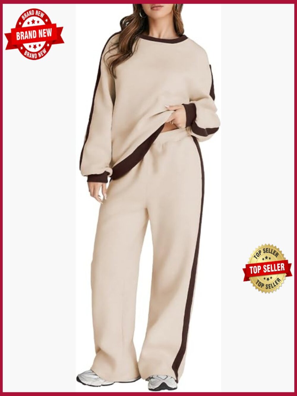 Fleece Lounge Set 2 Piece Sweatshirt Joggers Loose Fit